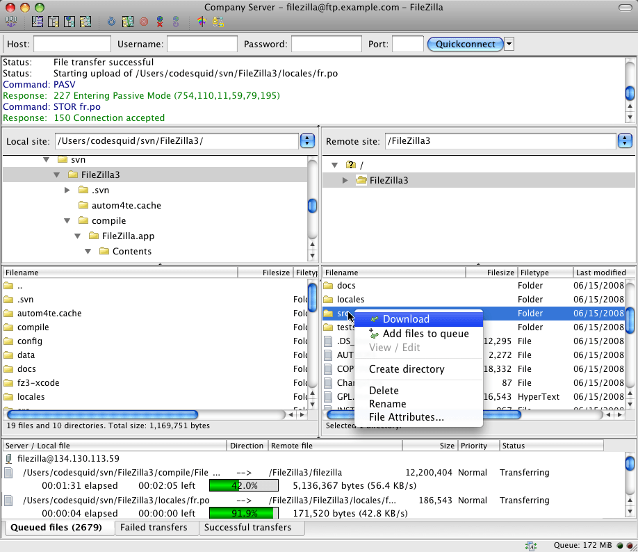 FileZilla preview