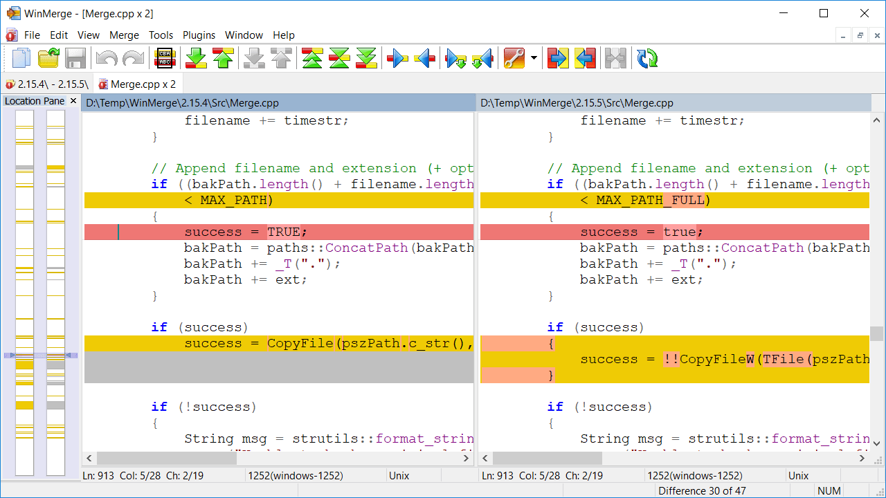 WinMerge preview