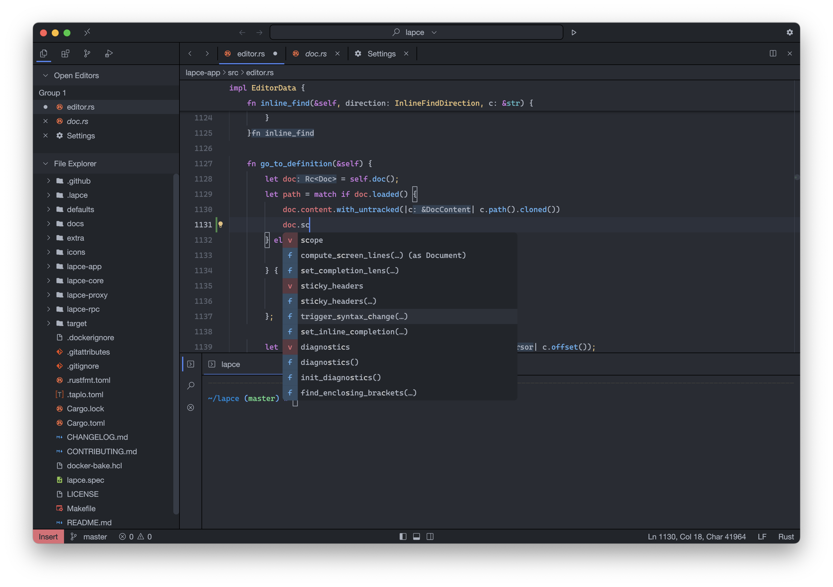 Lapce preview